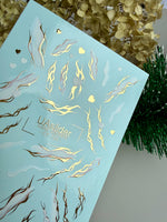 Nail Water Decal CF-733 | Water Slide Nail Decals | Gold Flame and Ice Smoke Design
