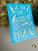 Nail Water Decal CF-733 | Water Slide Nail Decals | Gold Flame and Ice Smoke Design