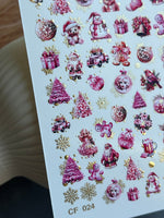 Nail Water Decal CF-024 | Christmas Nail Water Decals with Gold Foil | Holiday Ornaments and Figures - UASLIDER