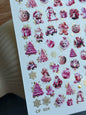 Nail Water Decal CF-024 | Christmas Nail Water Decals with Gold Foil | Holiday Ornaments and Figures