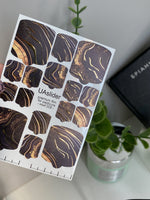 Pedicure nail wrap films mwf-003 | Nail Wrap Films for Pedicure | Black Marble with Gold Foil