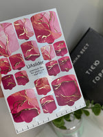 Watercolor Marble Pedicure Nail Wraps — Pink & Gold Foil | MWF-001
