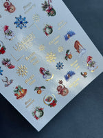 Nail Water Decal CF-031 | Christmas Water Slide Nail Decals | Snowflakes, Snowmen, Reindeer - UASLIDER
