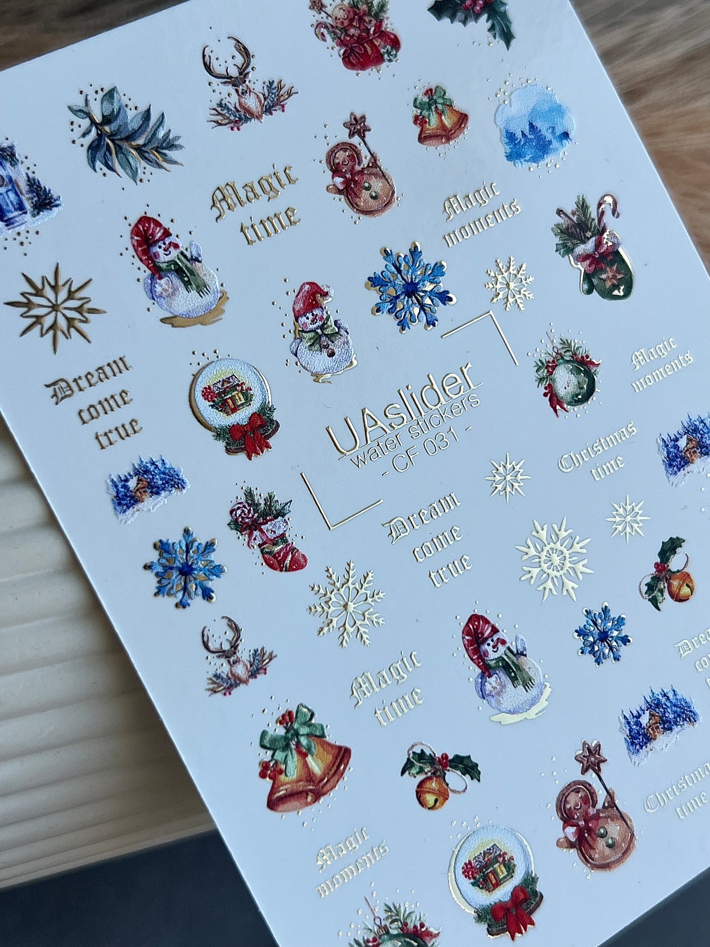 Nail Water Decal CF-031 | Christmas Water Slide Nail Decals | Snowflakes, Snowmen, Reindeer