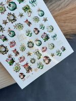 Nail Water Decal CF-071 | Christmas Water Slide Nail Decals | Santa Claus, Deer, Ornaments and Festive Nail Art - UASLIDER