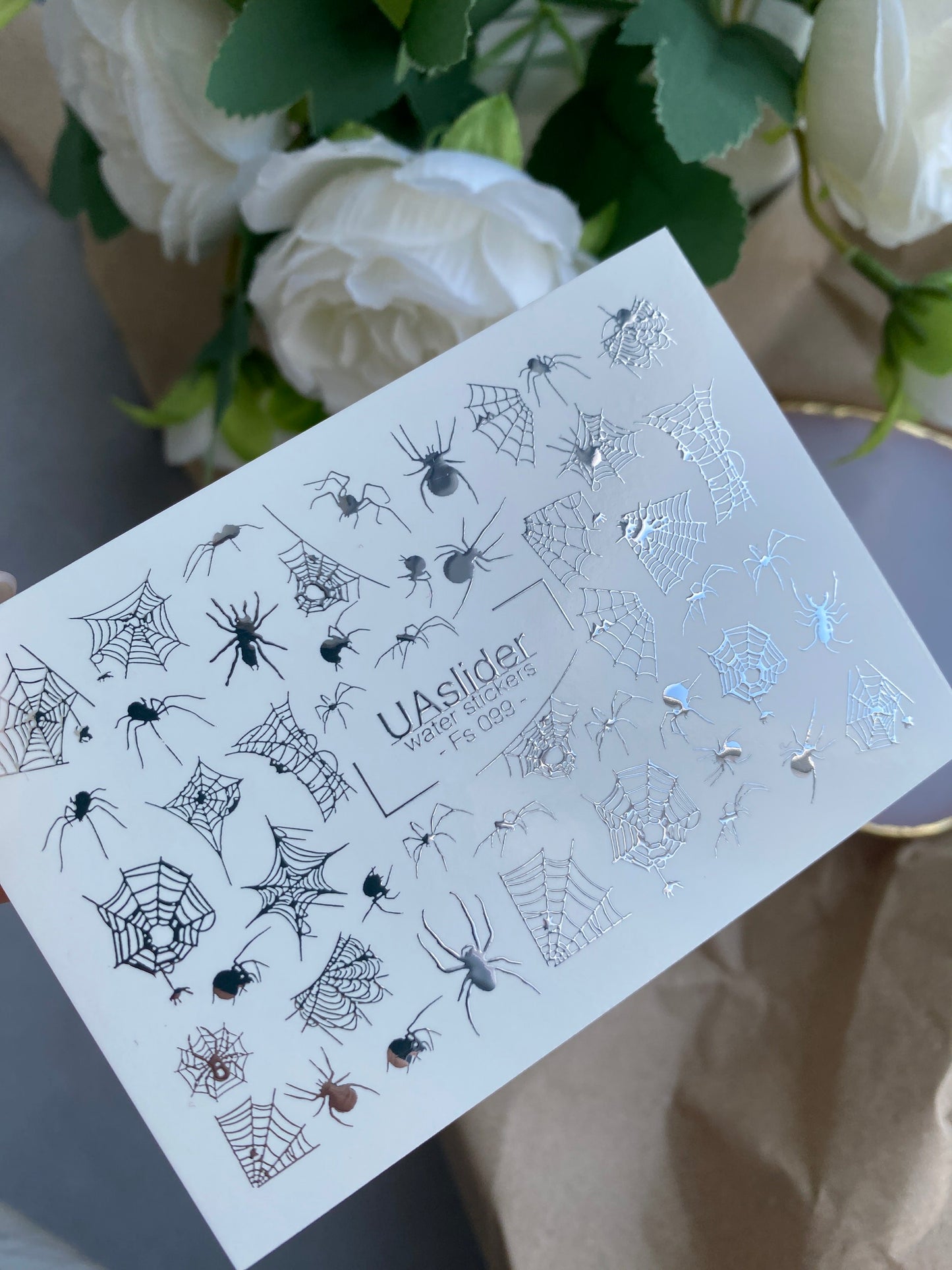 Nail Water Decal Fs-099 | Halloween Water Slide Nail Decals | Spiders and Webs