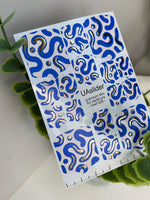 Pedicure nail wrap films mwf-028 | Nail Wrap Films for Pedicure | Blue Abstract Waves with Gold Foil