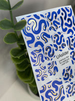 Pedicure nail wrap films mwf-028 | Nail Wrap Films for Pedicure | Blue Abstract Waves with Gold Foil