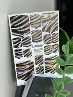 Pedicure nail wrap films mwf-027 | Nail Wrap Films for Pedicure | Black & Gold Zebra Foil Design
