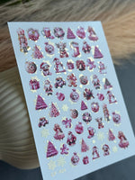 Nail Water Decal CF-024 | Christmas Nail Water Decals with Gold Foil | Holiday Ornaments and Figures - UASLIDER