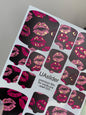 Pedicure nail wrap films mwf-025 | Nail Wrap Films for Pedicure | Hot Pink Lips with Gold Foil on Black