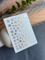 Nail Water Decal Fg-119 | Water Slide Nail Decals with Gold Snowflakes | Winter Magic - UASLIDER