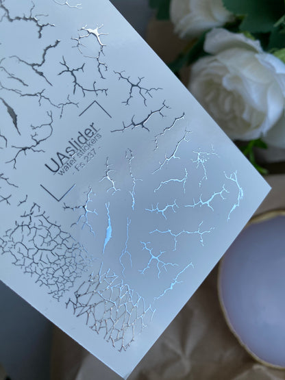 Nail Water Decal Fs-237 | Water Slide Nail Decals Crack Effect | Grunge Abstract Nail Art