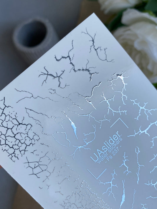 Nail Water Decal Fs-237 | Water Slide Nail Decals Crack Effect | Grunge Abstract Nail Art