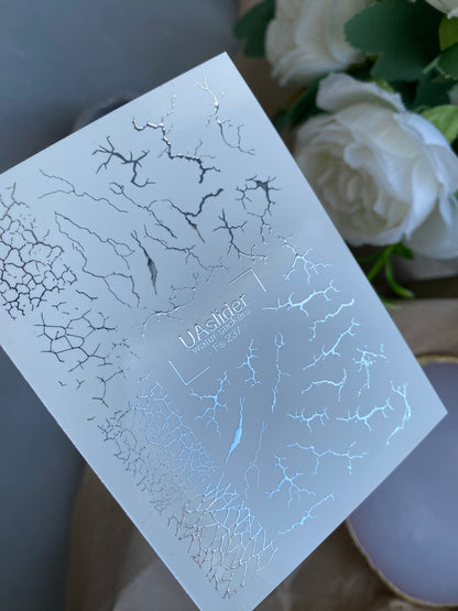 Nail Water Decal Fs-237 | Water Slide Nail Decals Crack Effect | Grunge Abstract Nail Art