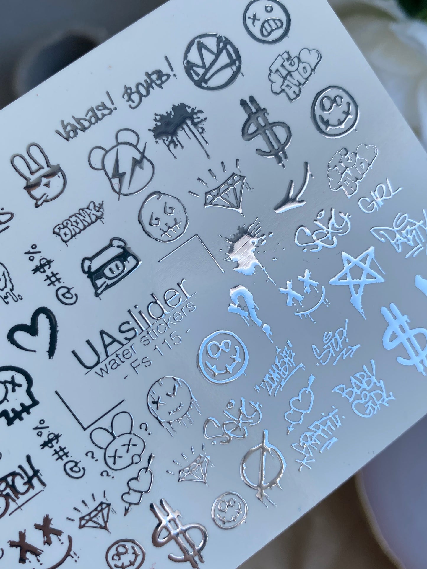 Nail Water Decal Fs-115 | Graffiti Water Slide Nail Decals | Urban Street Art Style