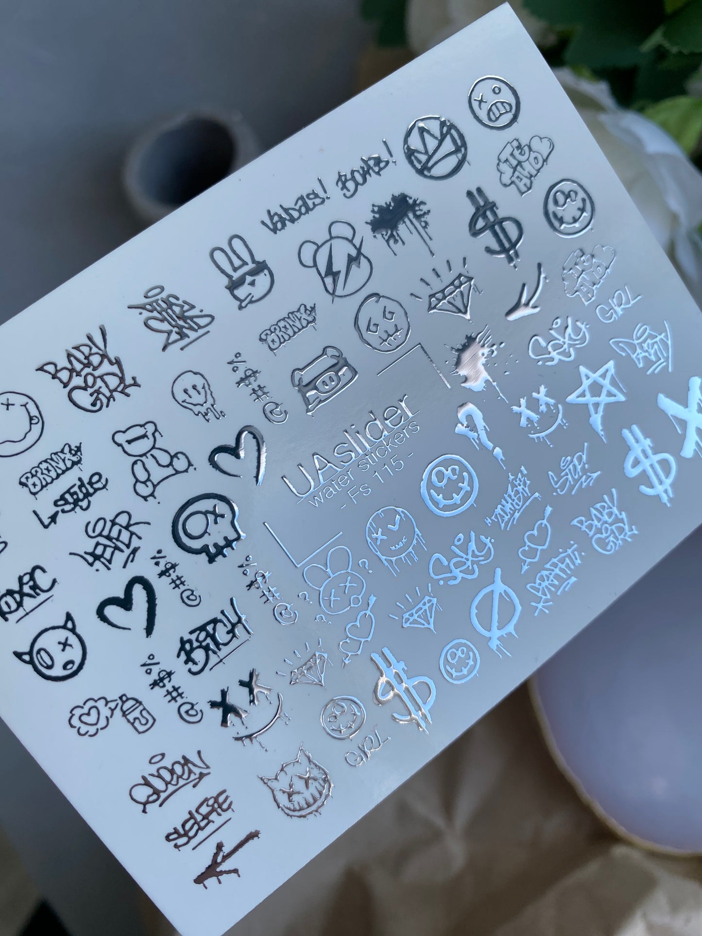 Nail Water Decal Fs-115 | Graffiti Water Slide Nail Decals | Urban Street Art Style