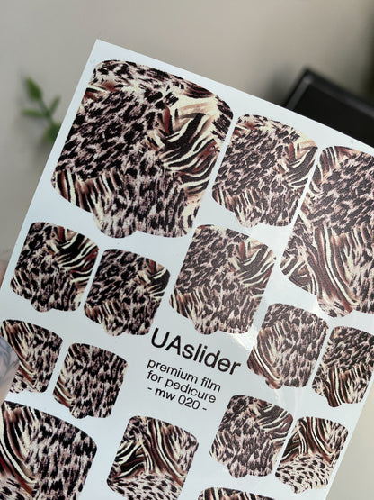 Pedicure nail wrap films mw-020 | Nail Wrap Films for Pedicure | Wild Animal Texture Design