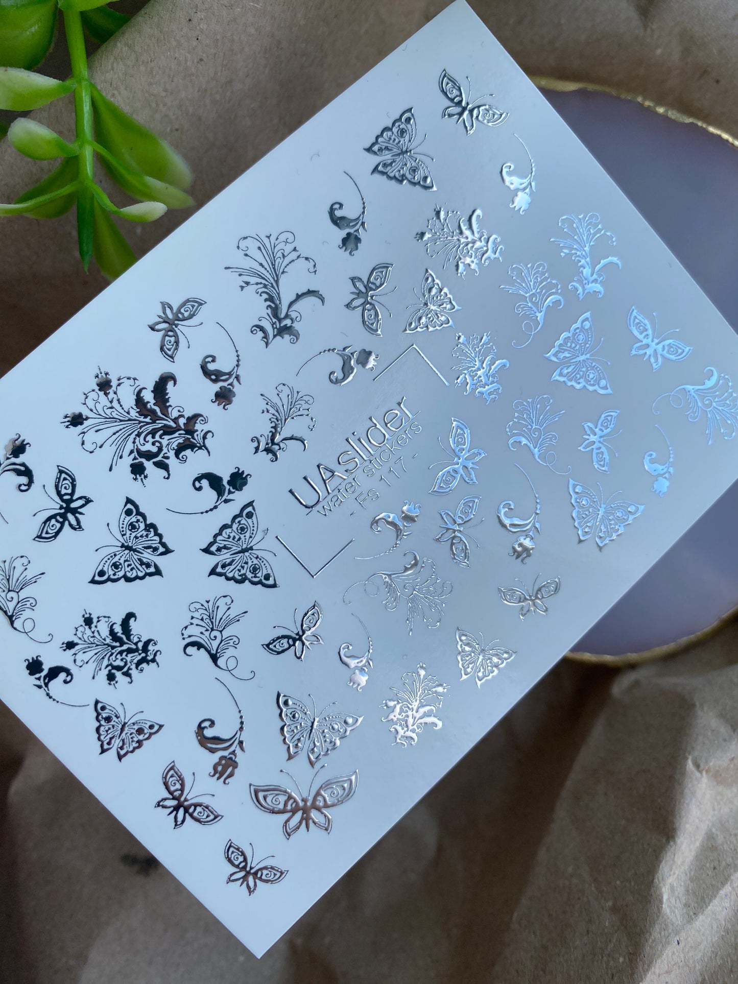 Nail Water Decal Fs-117 | Water Slide Nail Decals Butterfly | Ornamental Flourishes