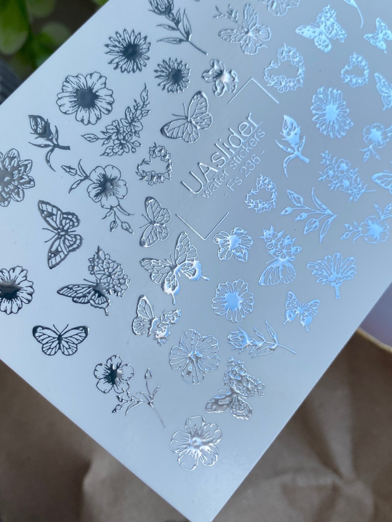 Nail Water Decal Fs-117 | Water Slide Nail Decals Butterfly | Ornamental Flourishes - UASLIDER