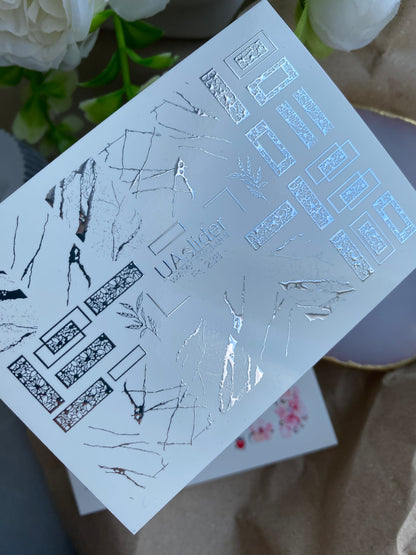 Nail Water Decal Fs-238 | Water Slide Nail Decals Marble Crack and Geometry | Modern Abstract Nail Art