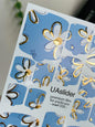 Pedicure nail wrap films mwf-035 | Nail Wrap Films for Pedicure | Blue Base with White and Gold Daisy Design