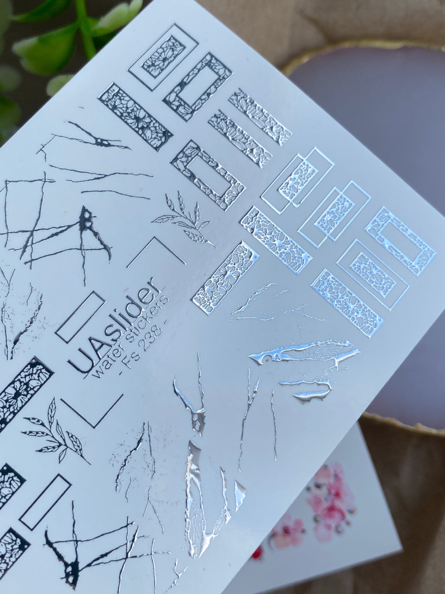 Nail Water Decal Fs-238 | Water Slide Nail Decals Marble Crack and Geometry | Modern Abstract Nail Art