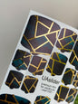 Pedicure nail wrap films mwf-032 | Nail Wrap Films for Pedicure | Black and Emerald Geometric with Gold Foil