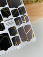 Pedicure nail wrap films mwf-059 | Nail Wrap Films for Pedicure | Black Geometric Design with Gold Foil