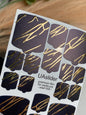 Pedicure nail wrap films mwf-058 | Nail Wrap Films for Pedicure | Black Abstract Lines with Gold Foil