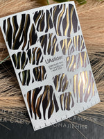 Pedicure nail wrap films mwf-053 | Nail Wrap Films for Pedicure | Black Zebra Print with Gold Foil