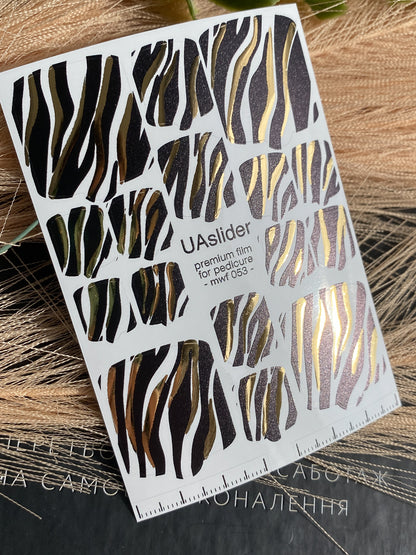 Pedikür tırnak sargı filmleri mwf-053 | Pedikür için Tırnak Sargı Filmleri | Altın Varaklı Siyah Zebra Deseni
