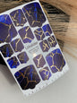 Pedicure nail wrap films mwf-051 | Nail Wrap Films for Pedicure | Deep Blue Marble with Gold Foil