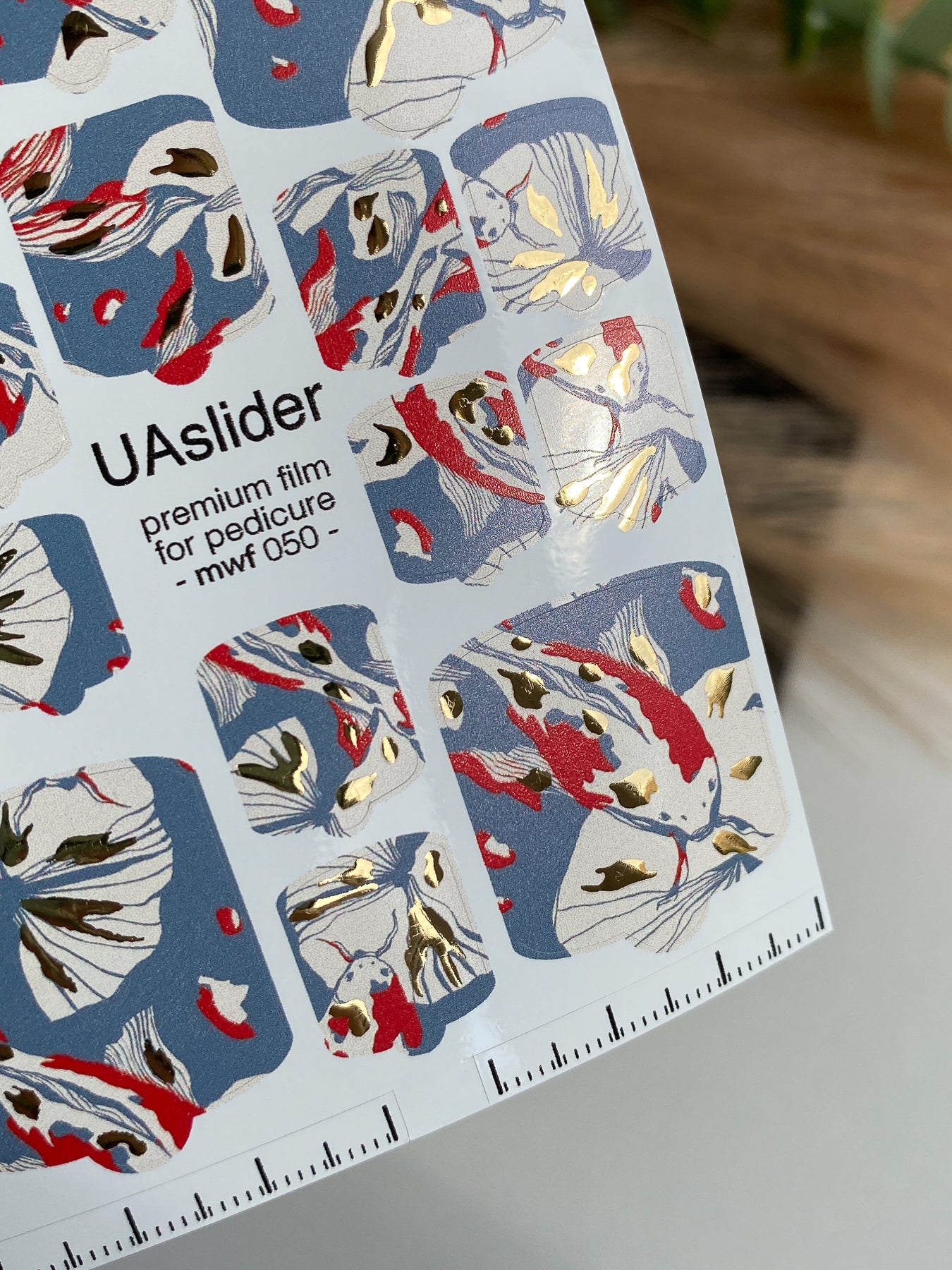 Pedicure nail wrap films mwf-050 | Nail Wrap Films for Pedicure | Koi Fish Design with Gold Foil