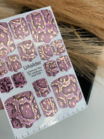 Pedicure nail wrap films mwf-048 | Nail Wrap Films for Pedicure | Lilac Snake Skin with Gold Foil