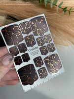 Pedicure nail wrap films mwf-046 | Nail Wrap Films for Pedicure | Black Crackle Design with Gold Foil