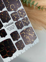 Pedicure nail wrap films mwf-046 | Nail Wrap Films for Pedicure | Black Crackle Design with Gold Foil