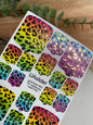 Pedicure nail wrap films mwf-045 | Nail Wrap Films for Pedicure | Neon Leopard Print with Gold Foil