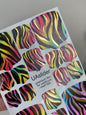 Pedicure nail wrap films mwf-068 | Nail Wrap Films for Pedicure | Neon Zebra Print with Gold Foil