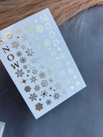 Nail Water Decal Fg-091 | Gold Foil Water Slide Nail Decals | Snowflakes & Winter Mood - UASLIDER
