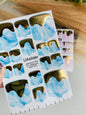 Pedicure nail wrap films mwf-079 | Nail Wrap Films for Pedicure | Blue Marble with Gold Foil