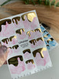 Pedicure nail wrap films mwf-078 | Nail Wrap Films for Pedicure | Pink Marble with Gold Foil