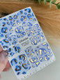 Pedicure nail wrap films mwf-073 | Nail Wrap Films for Pedicure | Blue Leopard Pattern with Gold Foil