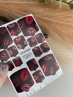 Pedicure nail wrap films mwf-071 | Nail Wrap Films for Pedicure | Red Lips Design with Gold Foil