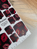 Pedicure nail wrap films mwf-071 | Nail Wrap Films for Pedicure | Red Lips Design with Gold Foil