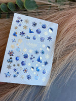 Nail Water Decal CF-050 | Blue Winter Nail Water Decals | Snowflakes, Trees & Christmas Ornaments - UASLIDER