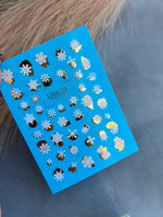 Nail Water Decal CF-037 | Snowflake Water Slide Nail Decals | White Winter Snowflakes with Gold Foil - UASLIDER