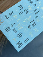 Nail Water Decal CF-228 | Lettering Water Slide Nail Decals | Wedding Quotes & Gold Accents - UASLIDER