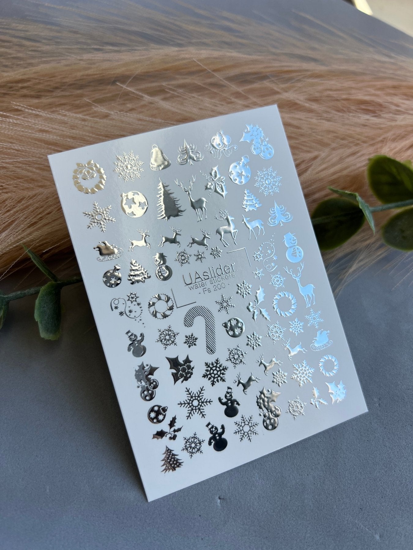 Nail Water Decal Fs-200 | Water Slide Nail Decals Christmas | Snowflakes, Reindeer and Ornaments - UASLIDER