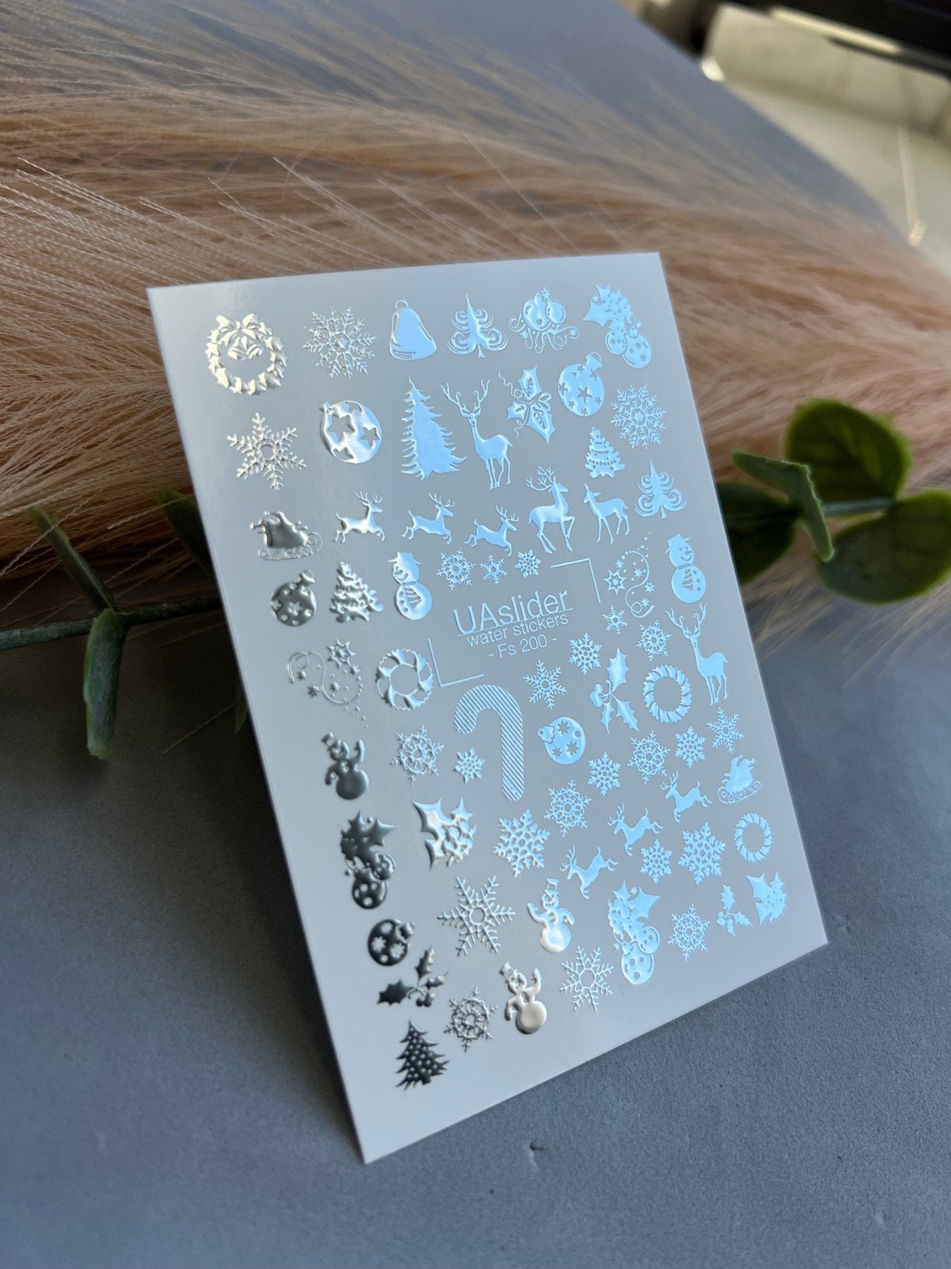 Nail Water Decal Fs-200 | Water Slide Nail Decals Christmas | Snowflakes, Reindeer and Ornaments - UASLIDER
